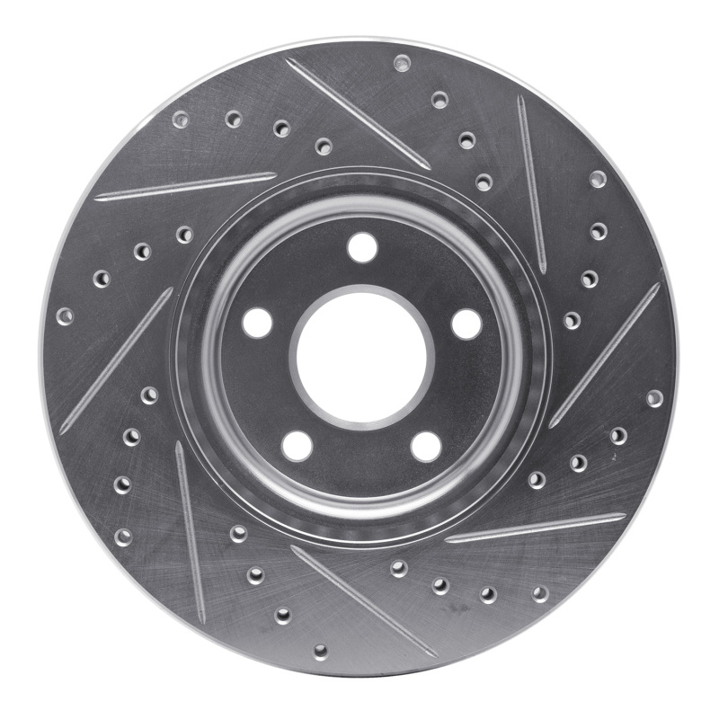 Ford Escape Brake Rotor (1) - Front Left - R1 Concepts - Drilled & Slotted - Silver - `04-`19